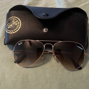 Ray Ban Aviators Light Brown Gradient Gold Frame